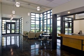 The lobby of the Gene J. Colin Education Hall